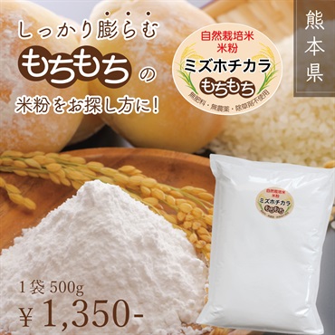 【今年度の米粉は完売致しました】もっちもち！農薬/肥料不使用 自然栽培米「ミズホチカラ」を使った、パン用米粉