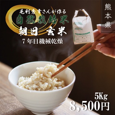 【限定10袋】自然栽培米　朝日玄米5kg