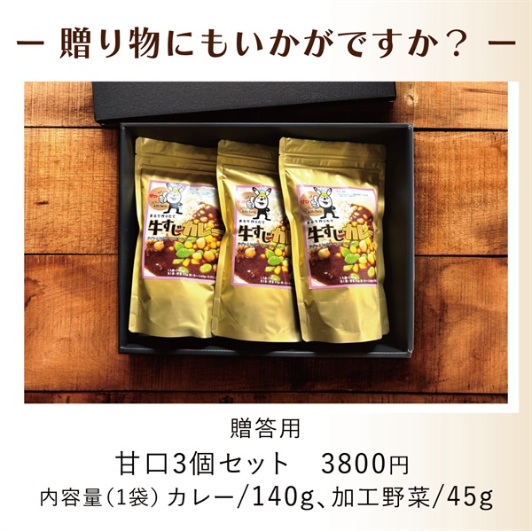 ”ラグッとkitchen 牛すじカレー” 各種3個セット(【贈答品】特盛3個セット)