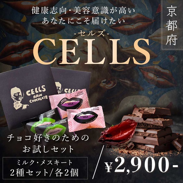 【Vegan Raw Chocolate（ヴィーガンローチョコレート）】チョコ好きのためのお試しセット（ミルク、メスキート）(２種セット（各２個）)